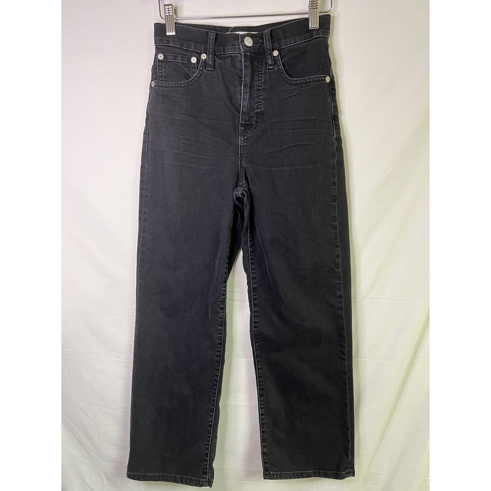 Madewell Women's Black Wide Leg Slim Crop Jeans Size 24 - Picture 2 of 11